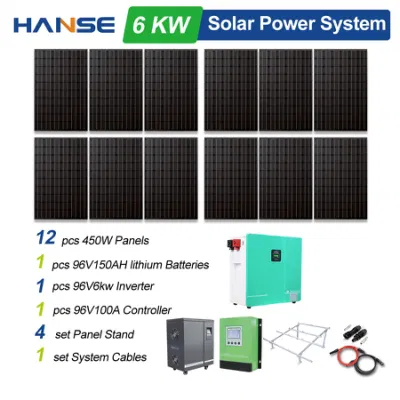 Sistema di accumulo solare di energia residenziale 6000W 8000W 10kw 15kw 20kw Kit di pannelli solari 6000W Set completo di sistema di energia solare a rete